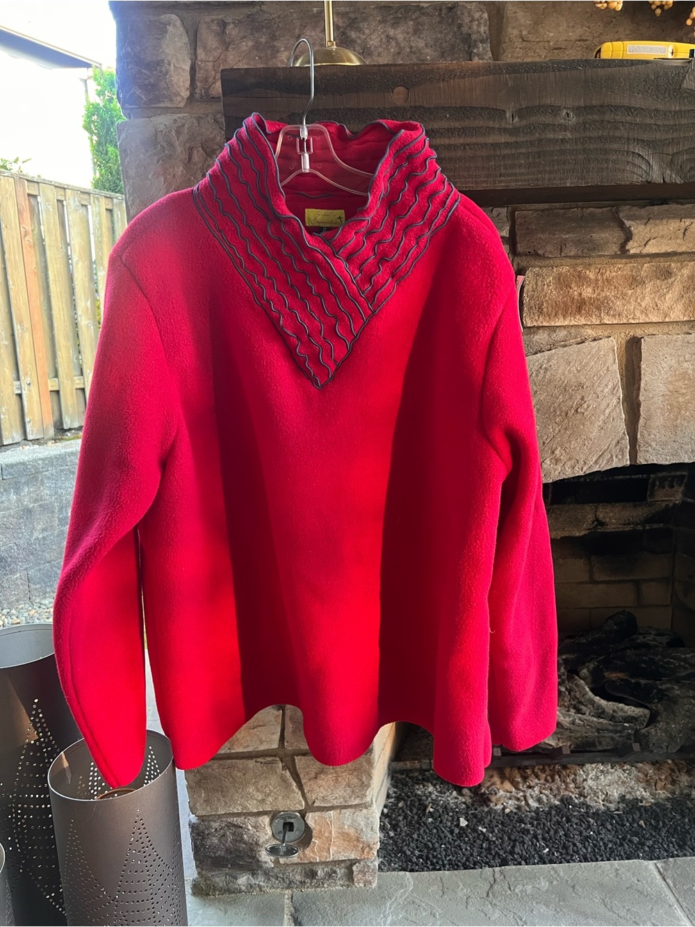 987 Fleece Designer Giselle Shepatin Funnel Neck Sweater with Ripple Collar